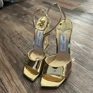 Jimmy Choo gold platform wedges